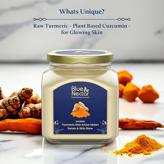 Blue Nectar Turmeric Ubtan Powder for Glowing Skin | Ayurvedic Ubtan Face Pack for Skin Brightening | Tan Removal Face Pack for Women & Men with Multani Mitti Powder | (3.5 Oz, 9 Herbs)-BrightBean Baby