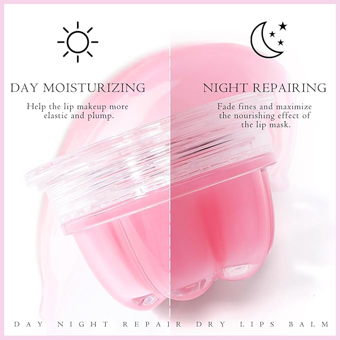 2Pc Jelly Lip Mask Overnight,Fruity Peach Lip Sleeping Mask Day Night Repair Kawaii Lip Balm Hydrate Plump Dry Lip Scrubs Exfoliator,Lip Care Lip Moisturizer with Collagen-Peach-BrightBean Baby