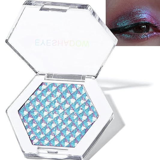 Glitter Eyeshadow Palette, Multichrome Chameleon Purple Blue Eye Shadow, Color Shifting Multi-Reflective Holographic Eyeshadow Shimmer Inner Corner Eye Brightener Highlighter Makeup-BrightBean Baby