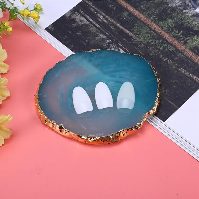 Nail Art Palette, Natural Resin Stone Nail Art Palette for Painting Placing Things Making Nail(Blue)-BrightBean Baby