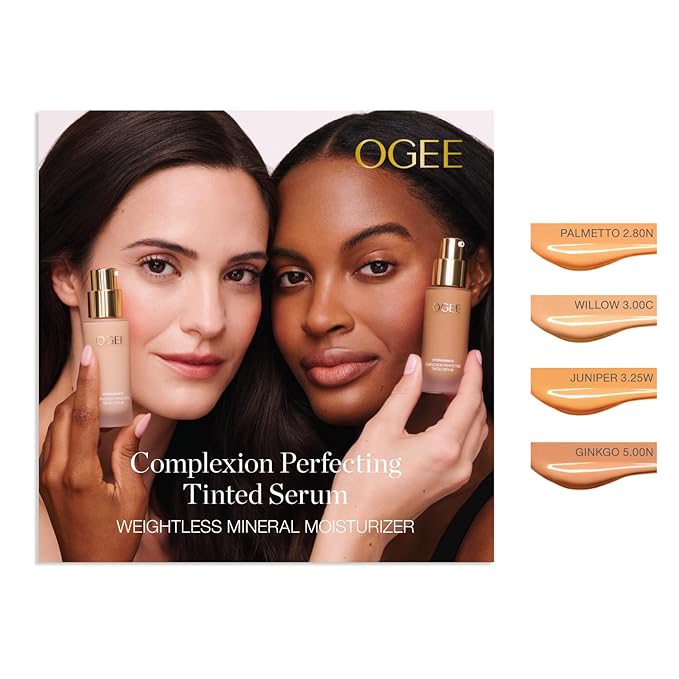 Ogee Complexion Perfecting Liquid Foundation - Lightweight Tinted Moisturizer For Face (Gingko 5.00N - Medium Tan, Neutral Undertones) - with Vitamin C & Jojoba Oil - Certified Organic & Made in USA-BrightBean Baby