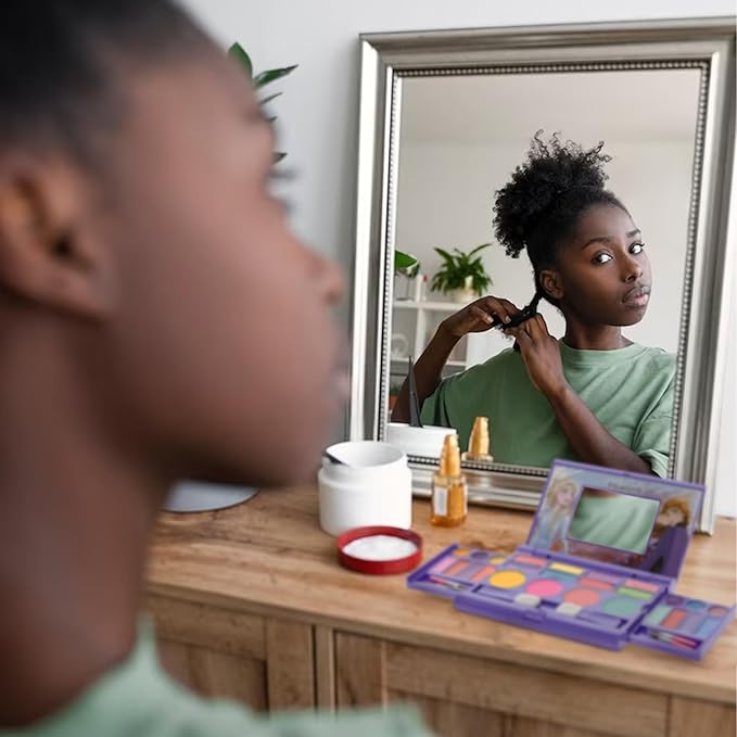 Disney Frozen Elsa Anna Cosmetic Compact Set with Mirror 22 lip glosses, 4 Body Shines, 6 Brushes Colorful Portable Foldable Washable Makeup Beauty Kit Box Set for Girls Kids Toddler-BrightBean Baby