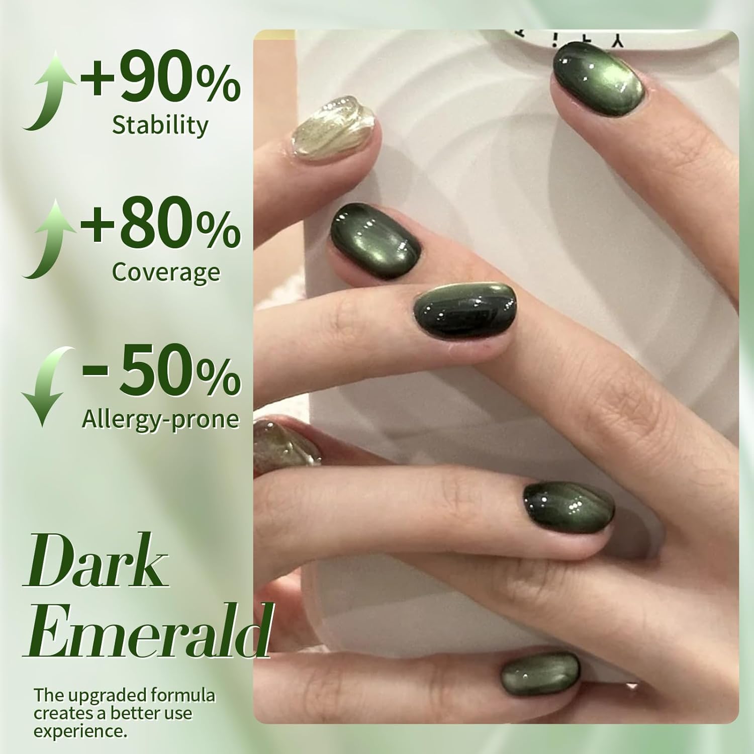 BORN PRETTY Cat Magnetic Eye Gel Nail Polish,Dark Emerald Jelly Glass Magnetic Gel Polish,Green Glitter Soak Off Nail Art Salon Manicure Home Gift 15ml-BrightBean Baby