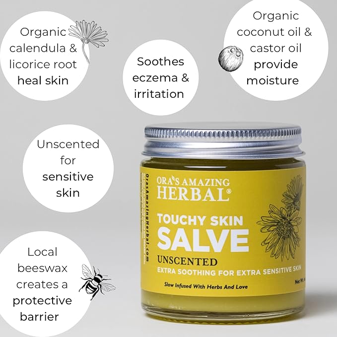 Ora's Amazing Herbal Unscented Moisturizer Travel Set, Touchy Skin Salve, Unscented Body Butter & Body Oil Set, Travel Size, Eczema and Senstivie Skin-BrightBean Baby