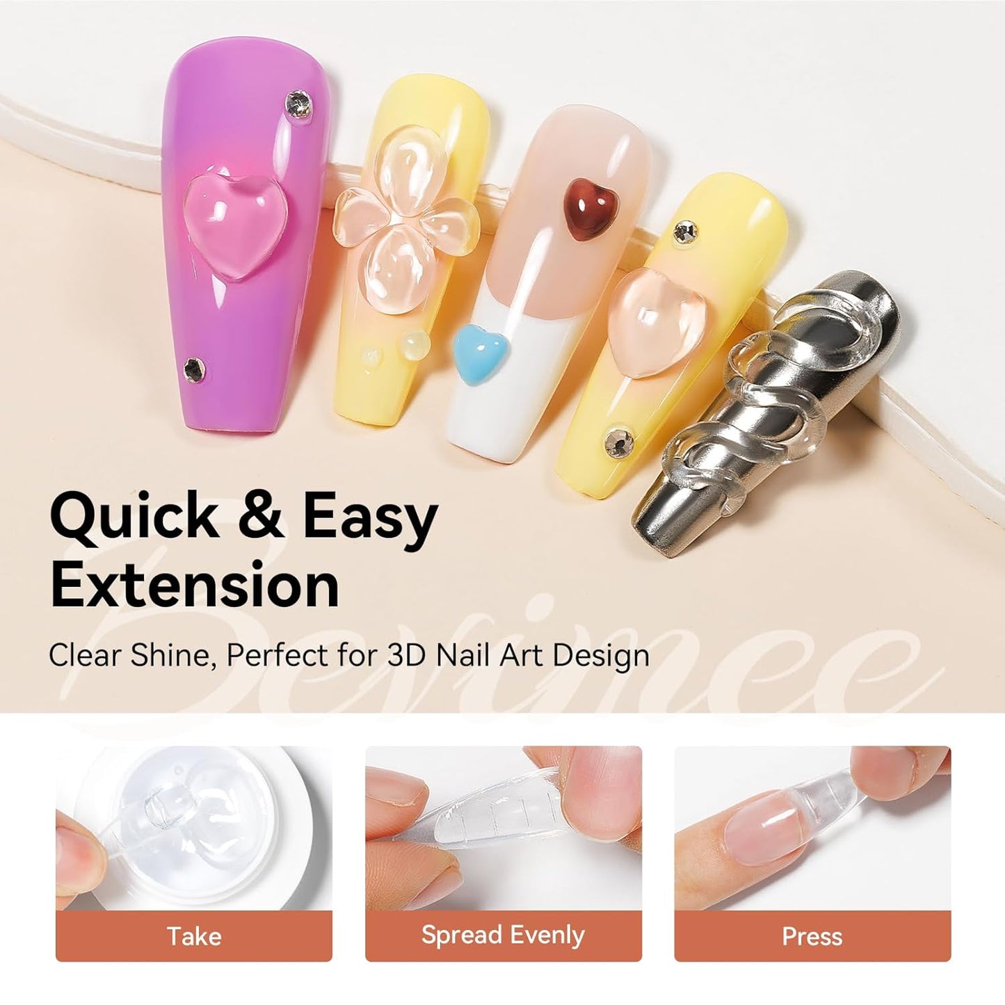 Solid Builder Gel and 15g Rhinestones Glue, Sculpting Gel for Nail Art Clear Non-Stick Hand For Modeling, Sculpture, Nails Extension UV/Led Manicure DIY At Home-BrightBean Baby