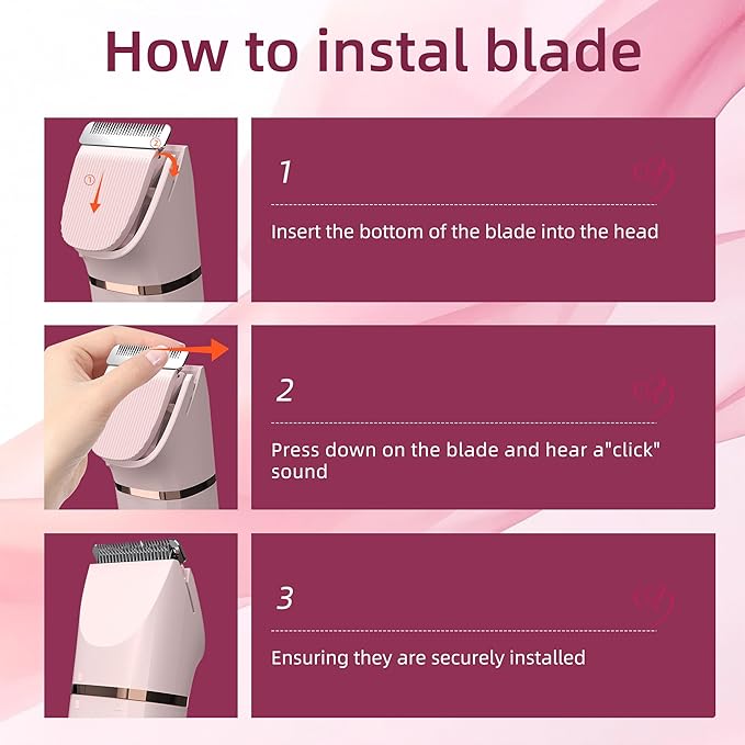 Trimmer for Women: 3 in 1 Gentle Painless Electric Razor for Women,120min Cordless Runtime,USB Charge Dock,IPX7 Waterproof Wet & Dry Use Portable Facial Razor with Ceramic Blade Travel Grooming Kit-BrightBean Baby