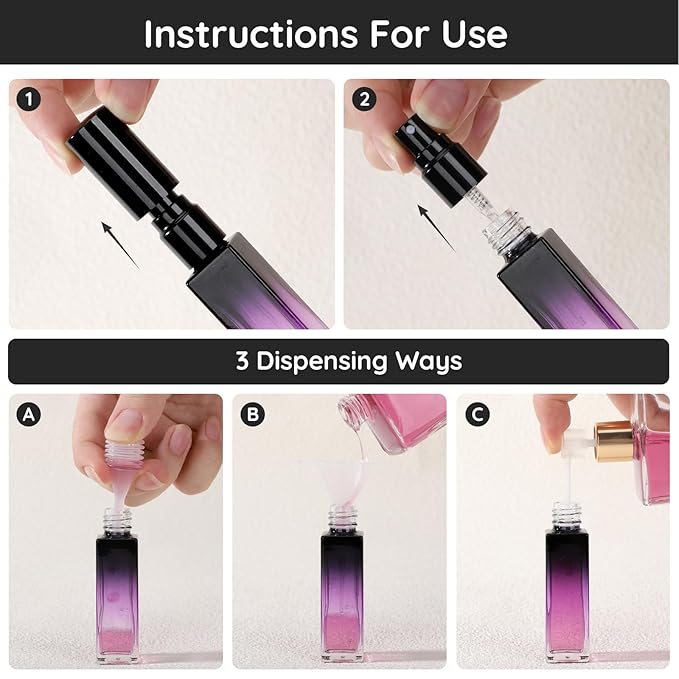 Segbeauty 0.34oz Perfume Travel Bottles Refillable, 10pcs 10ml Glass Empty Perfume Atomizer Sprayer, Mini Portable Travel Cologne Spray Bottle, Cologne Atomizer Set with Refill Pump Tools-BrightBean Baby