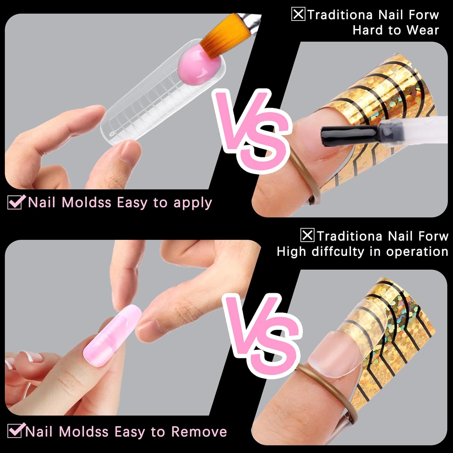 120 Pcs Poly Extension Gel Dual Nail Forms Nail Molds With Scale Builder Coffin Nail for Gel Manicure Nail Art Design Salon DIY at Home (Long Dual Nail Forms Set)-BrightBean Baby