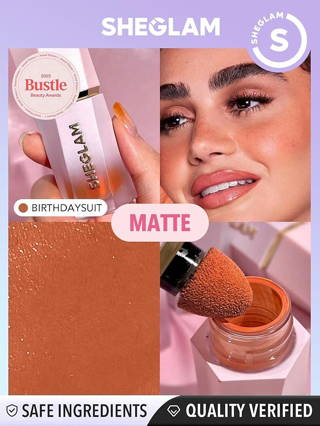 SHEGLAM Liquid Blush Makeup for Cheeks Matte Finish - Birthday Suit-BrightBean Baby