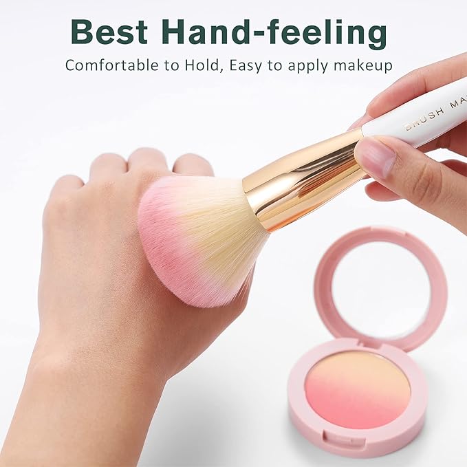 Makeup Brushes Set 10Pcs Professional Kabuki Foundation Eyeshadow Blush Blending Lip Full Face Cosmetic Kit W/Makeup Brush Set with Holder-BrightBean Baby