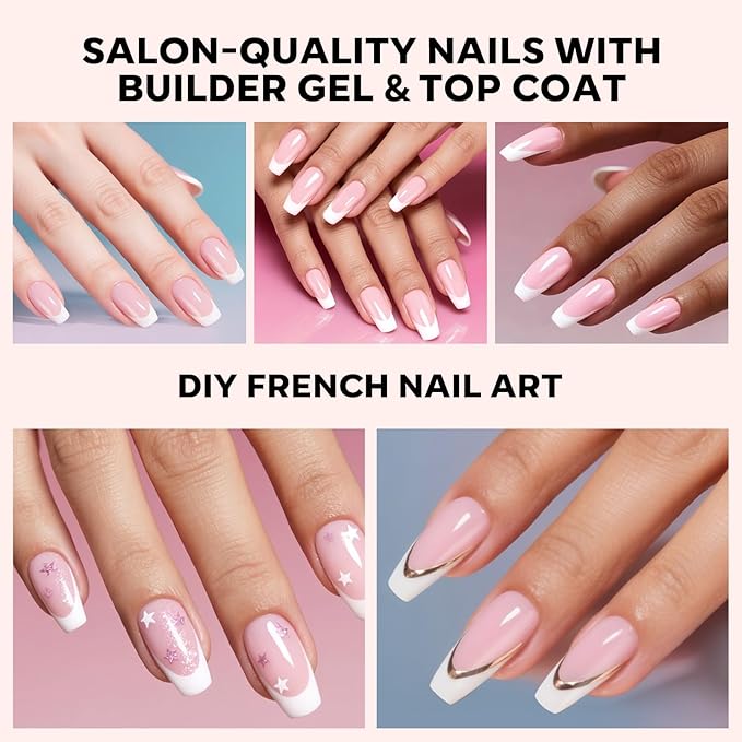 modelones French Tip Press on Nails, 150Pcs Short Coffin Fake Nails with Nail Box, Pink & White Gel Nail Tips for Women, Soft Glue-On Nails for Natural Salon Look, DIY Nail Art Kit (15 Sizes)-BrightBean Baby