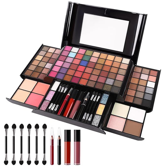 All In One Professional Makeup Kit Include Eyeshadow Palette Blushes Compact Bronzing Highlighter Powder Glitter Lipliner Eyeliner Pencil Brushes with Mirror Make Up Set Christmas Gifts For Women Girl-BrightBean Baby