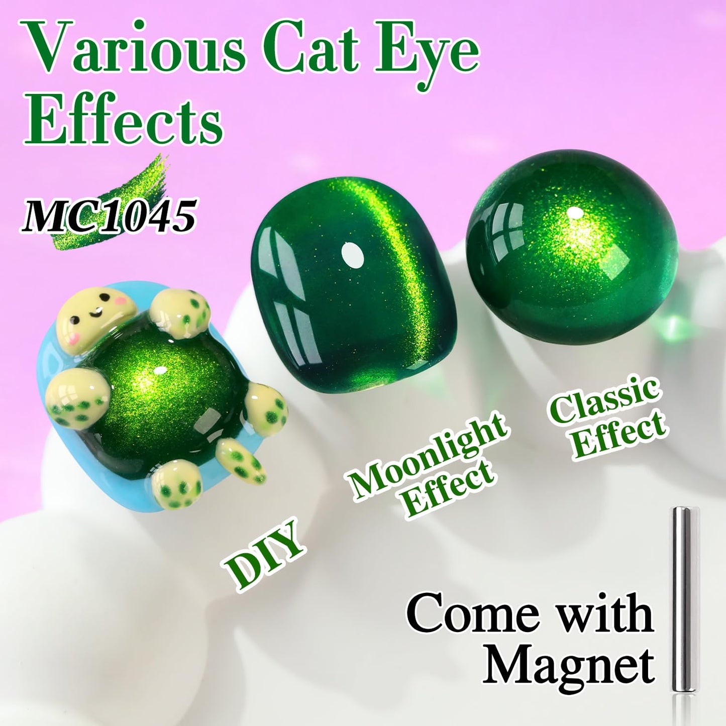 Double Rhythm Cat Eye Gel Polish with Magnet 15ML Holographic Glitter Shimmer Translucent Sheer Color Glass Magnetic Gel Polish Salon DIY at Home (Dark Green-MC1045)-BrightBean Baby