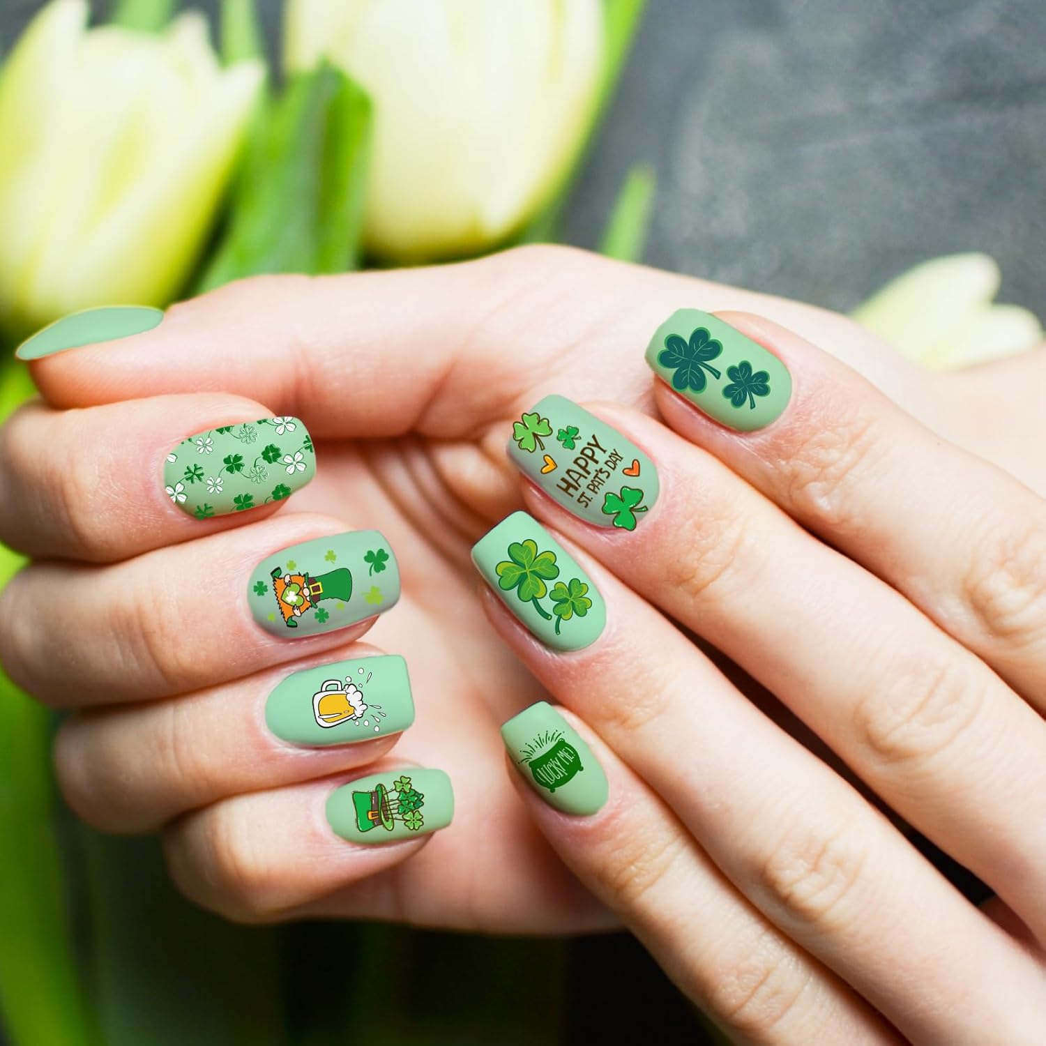 Whaline 10Pcs St. Patrick's Day Nail Art Stamping Plates Kit Shamrock Gnome Image Stamp Templates Irish Nail Art Plates for Holiday DIY Print Manicure Salon Design Gift-BrightBean Baby