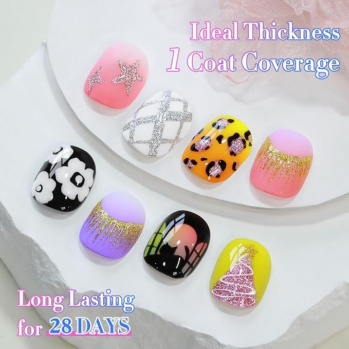 Double Rhythm 6 Pcs 15 ML Gel Liner Polish Nail Art Set Chrome Metallic Glitter Soak Off Gel Polish Kit Nail Art Manicure Salon DIY at Home for Women (Gold Silver Black White-T6-52)-BrightBean Baby