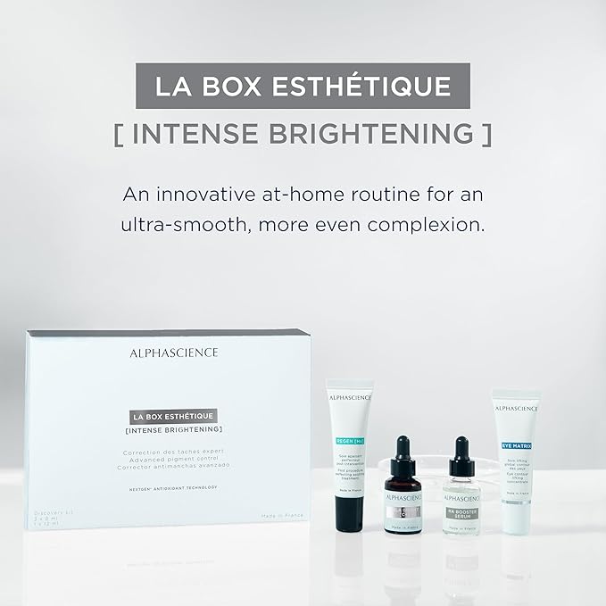ALPHASCIENCE La Box Esthetique [Intense Brightening] Discovery Kit - MELA BRIGHT [C+], REGEN [HX], HA BOOSTER, & EYE MATRIX - Helps Reduce Look of Dark Spots & Scars - Moisturizing & Soothes - 1 Kit-BrightBean Baby