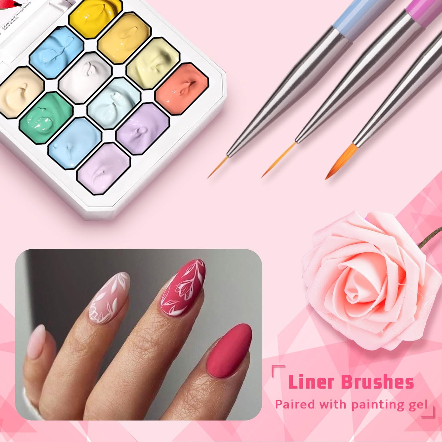 Sponge Pat Paint Nail Gel, Ombre Nails Gradient Gel Nail Blush Blooming Aura Nails Drawing Stripper Floral Painting DIY Nail Art, No Wipe, UV/LED Curing (12 Colors H)-BrightBean Baby