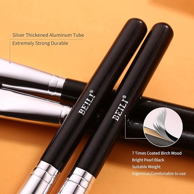 BEILI Makeup Brushes 12pcs Makeup Brushes Set with Holder Premium Synthetic Kabuki Foundation Brush Blending Blush Concealer Full Face Makeup Brushes Kit With Gift Box(Black)-BrightBean Baby