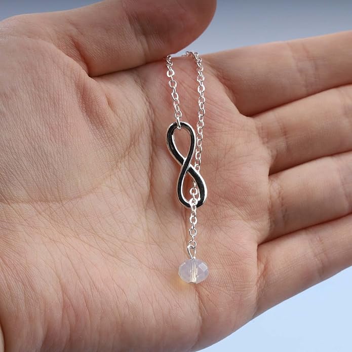 Boho Crystal Infinity Necklace Gold Y Necklace Minimalist Crystal Y Lariat Necklace Chain Jewelry for Women and Girls-BrightBean Baby