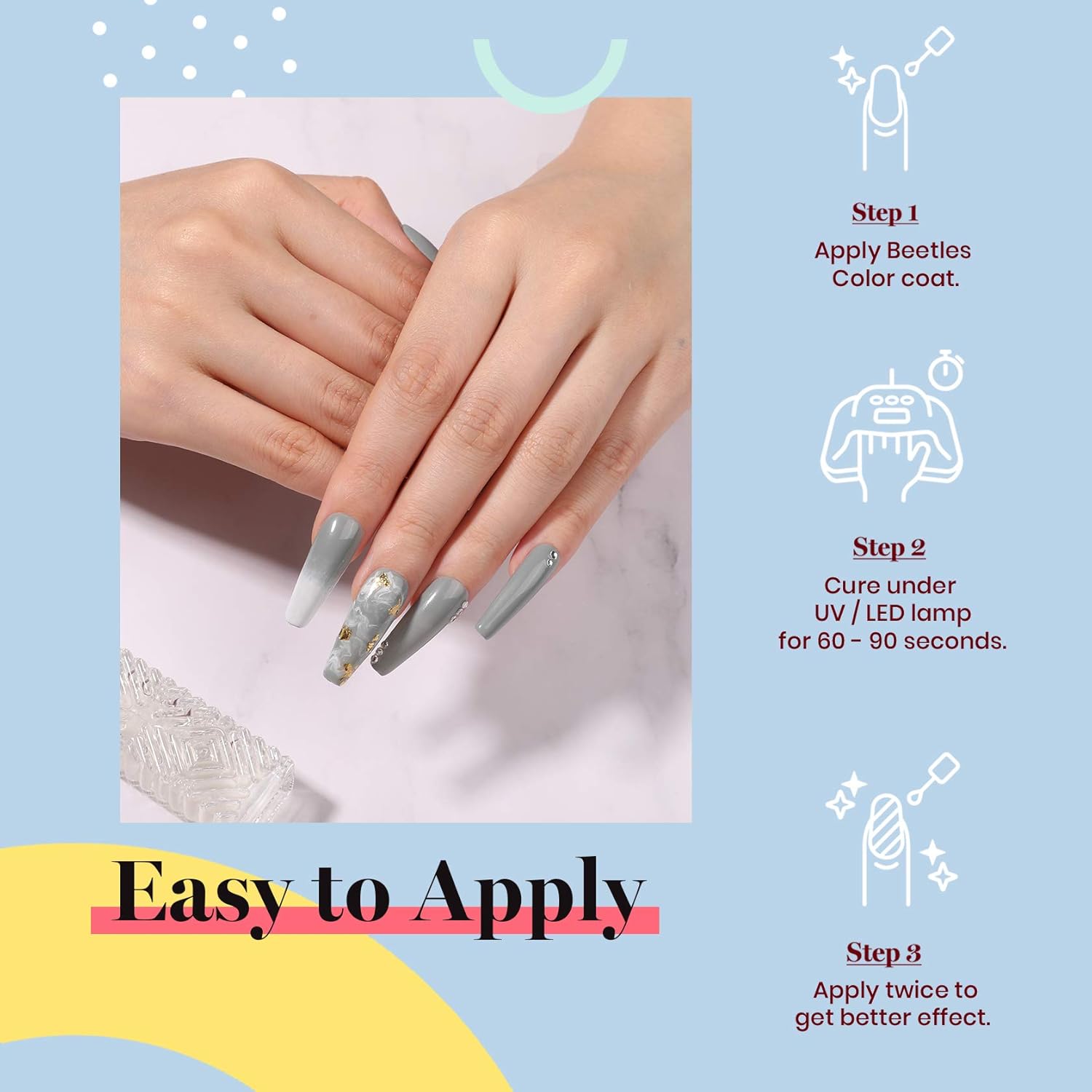 Beetles Grey Gel Nail Polish - Fall Elegance All Season Gel Polish Soak Off U V LED Nail Lamp DIY Home Salon Manicure Nail Art 0.51 Oz Gifts for Women-BrightBean Baby