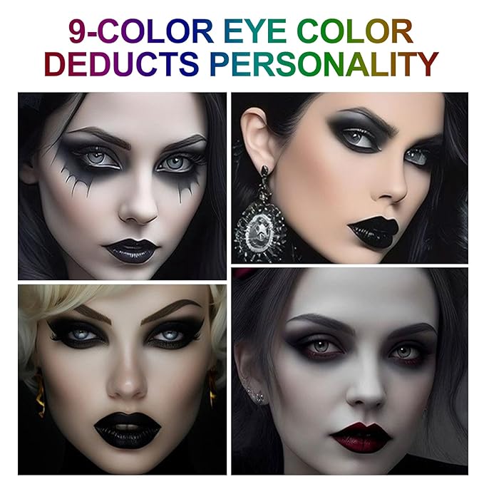 Erinde 9 Color Smokey Eyeshadow Palette, Highly Pigmented Matte & Glitter Shades,Black Silver Gray Eye Shadow Set for Halloween Makeup, Long-Lasting, Waterproof & Blendable, Reversal Star Smokey-BrightBean Baby