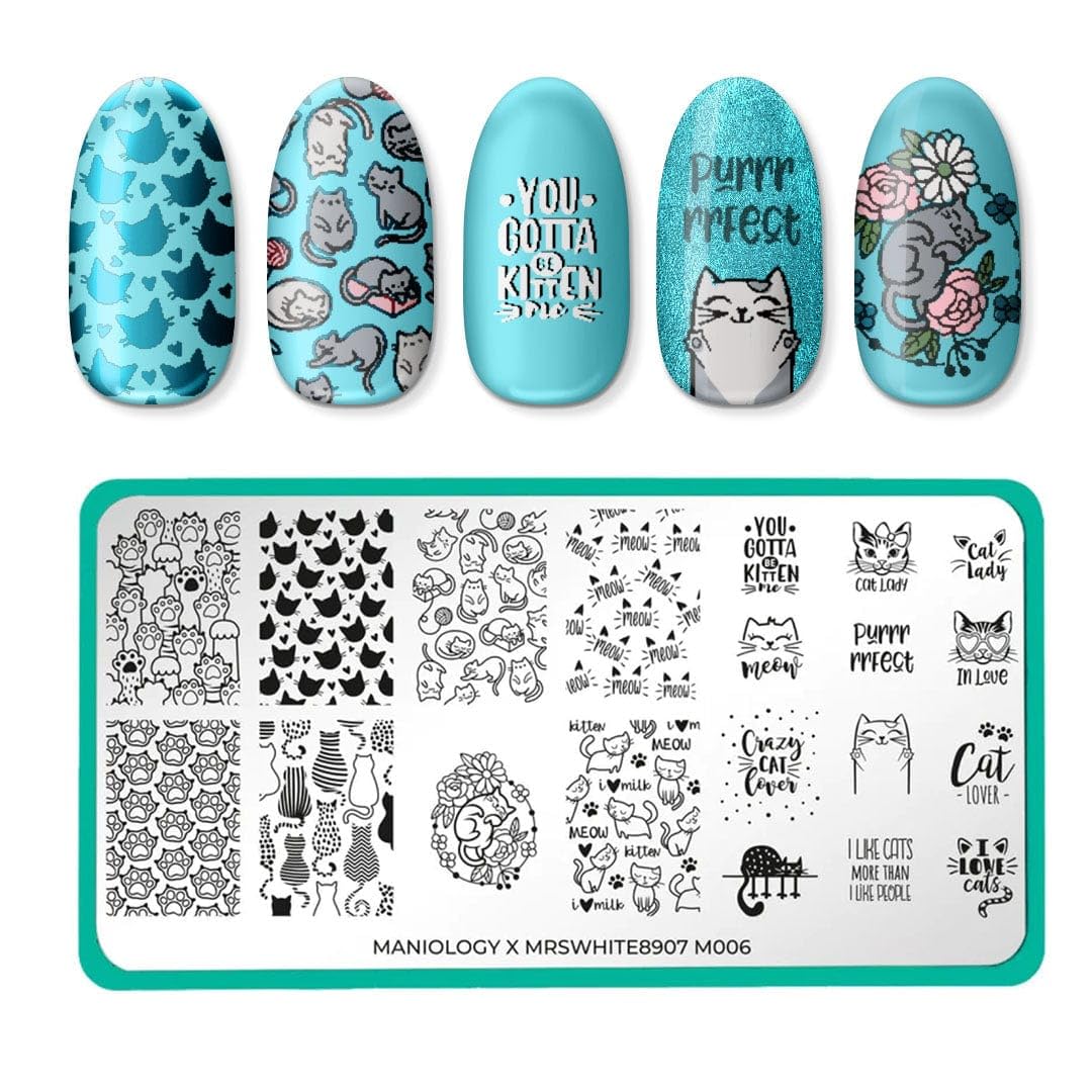 Maniology On the Prowl Nail Stamping Starter Kit | Cat-Themed Nail Art, Playful Kittens, Paw Prints & Whisker Designs DIY Manicures – Includes Stamping Plate, Polish, Top Coat, Stamper & Scraper Card-BrightBean Baby