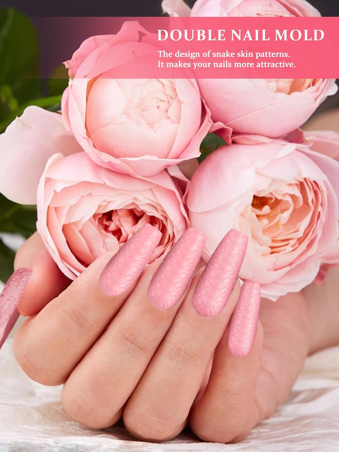 EBANKU Dual Forms for Poly Extension Gel, Poly Nail Forms Molds Stiletto Oval Nail Extension Tips for Gel Manicure Nail Art Design Salon&DIY-120PCS 3D Snake Pattern-BrightBean Baby