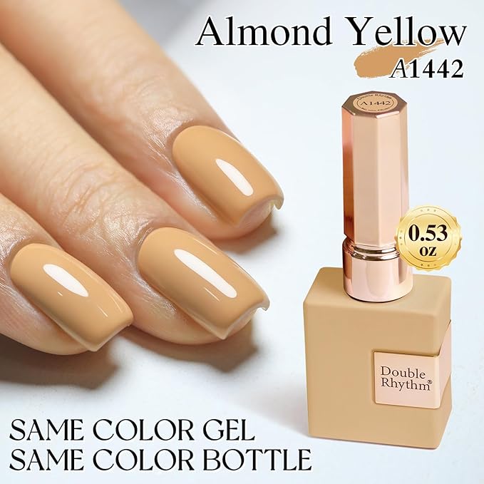Double Rhythm 0.50 OZ Nude Gel Polish Same Color Same Bottle Sheer Pastel Neutral Natural Milky 15 ML Jelly UV Nail Art DIY at Home (Earth Beige-A1442)-BrightBean Baby