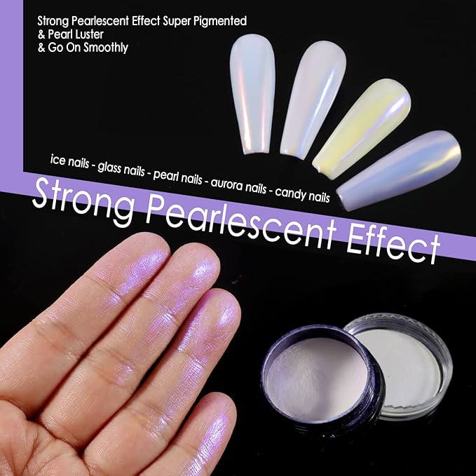 Allstarry Chrome Nail Powder 4 Colors Iridescent Aurora Powder Metallic Mirror Effect Pigment Pearlescent Purple Mermaid Unicorn Glitter for Nail Art Manicure Decoration Home DIY Salon-BrightBean Baby