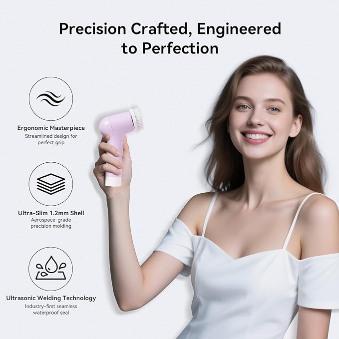 Electric Facial Cleansing Brush - Rechargeable Silicone Face Scrubber exfoliator,Face Pore Cleansing Brush,3 Speeds,Waterproof, Exfoliating & Massage,for Women & Men.for Face Skin Issues,Purple-BrightBean Baby