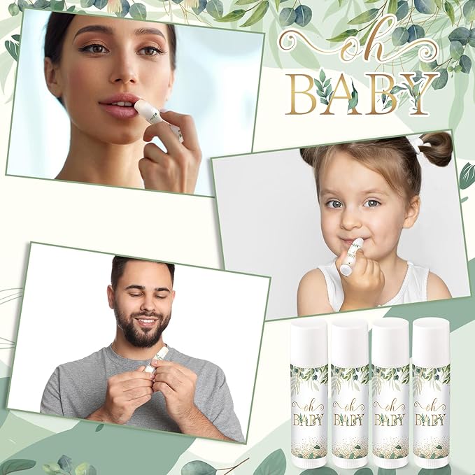 40 Pieces Lip Balm Bulk Baby Shower Jasmine Lip Balm Favors Floral Moisturizing Lip Balm for Women Children Men Girl kids Gender Reveal Favors Gift Baskets (Leaves)-BrightBean Baby