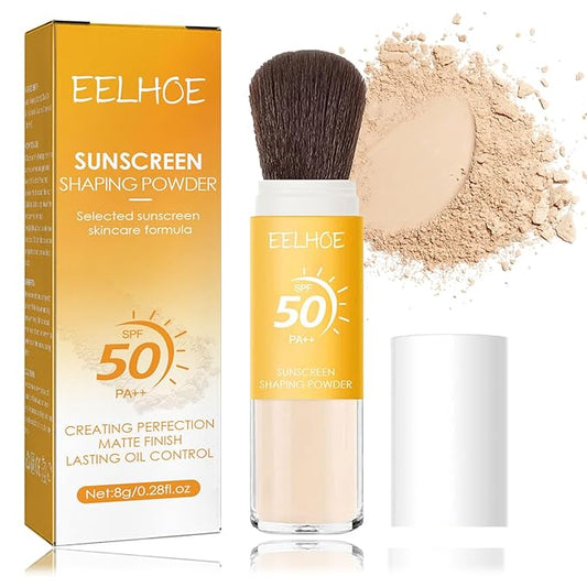 Mineral Sunscreen Setting Powder, SPF 50, Translucent Mineral Brush Powder, Long-Lasting Lightweight Breathable, Natural Matte Finish, Oil Control for All Skin Types-BrightBean Baby