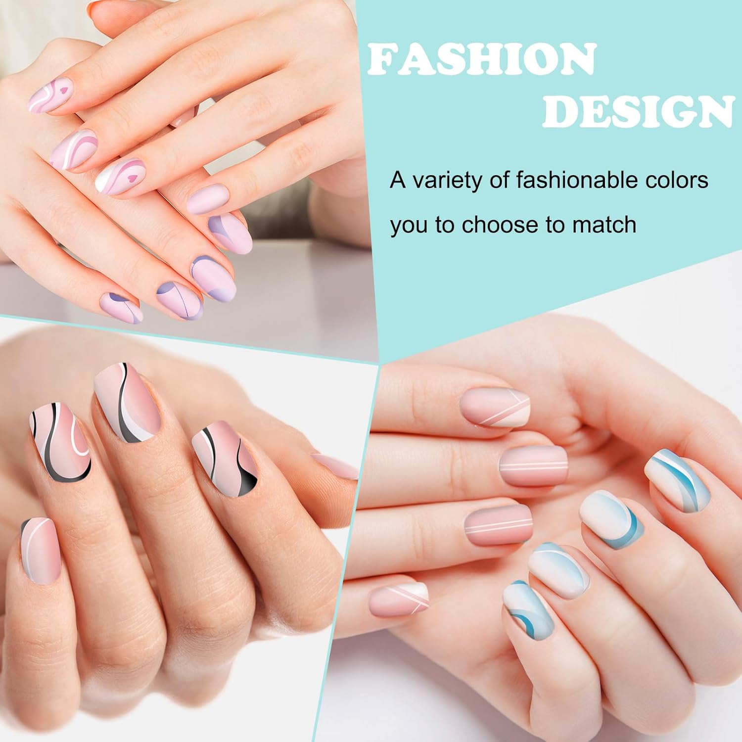 Whaline 6Pcs French Line Nail Plates Stamping Set Minimalism Wave Stripe Stamp Templates Nail Art Plates For DIY Print Manicure Salon Design-BrightBean Baby