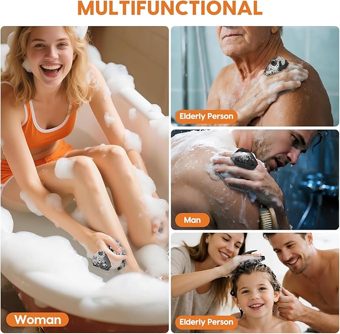 Soft Silicone Body Scrubber Brush, Non-Slip Handheld Cleansing Brush, Rich Foam, Deep Exfoliation, Brightening Skin, Comfortable Massage, for All Skin Types, Men and Women (Black)-BrightBean Baby