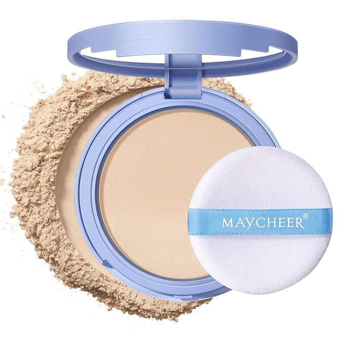 Oil Control Face Pressed Powder, Matte and Smooth Translucent Powder Setting Powder Makeup, Waterproof Long Lasting Finishing Face Powder, Cruelty-free, 0.35Oz (01 White)-BrightBean Baby