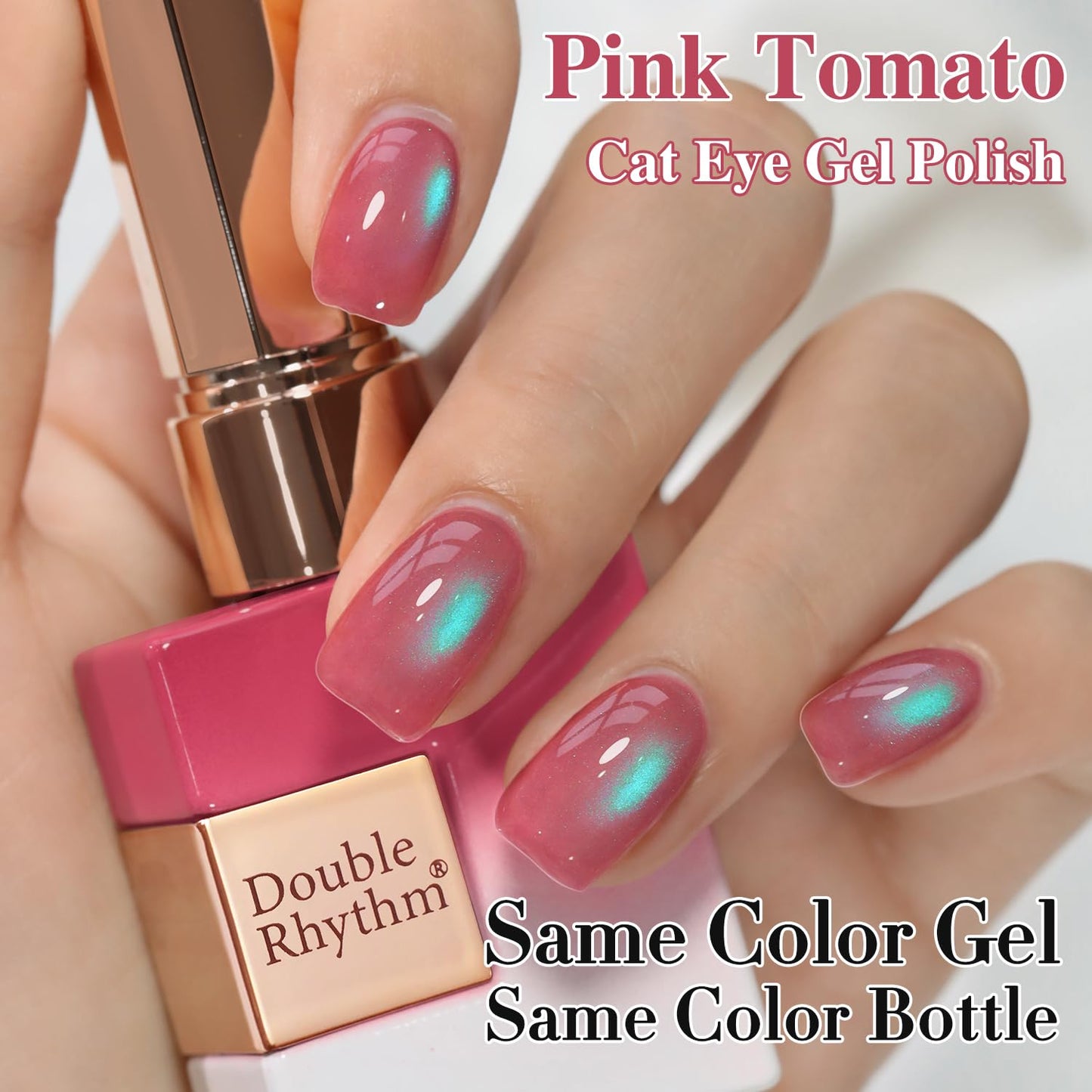 Double Rhythm Jelly Glass Cat Eye Gel Polish with Magnet 15ML Holographic Glitter Shimmer Translucent Sheer Color Magnetic Nail Polish Salon DIY at Home (Pink Teal-MC1267)-BrightBean Baby