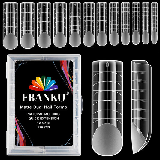 EBANKU 120PCS Dual Nail Forms Matte Poly Gel Nail Molds Square Full Cover Coffin Nail Tips Extension Forms 12 Sizes for Toenail Manicure Nail Art Design Salon&DIY-BrightBean Baby
