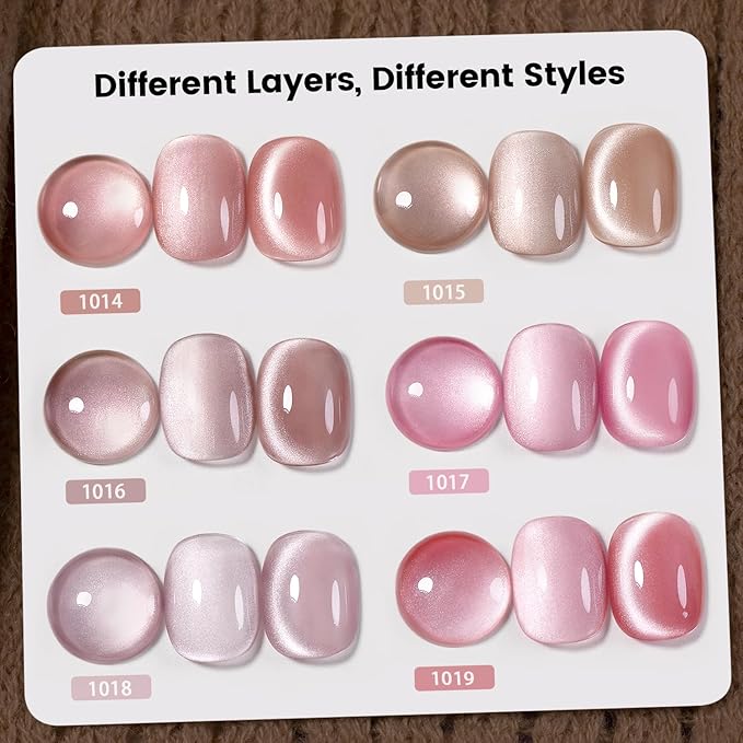 RARJSM Nude Glitter Cat Eye Gel Nail Polish Set 6Pcs Ceramics Pink Light Purple Brown Velvet Shimmer Smoothie Cateye Gel Polish with Magnetic Stick UV LED Curing Require Home Salon Nail Design-BrightBean Baby