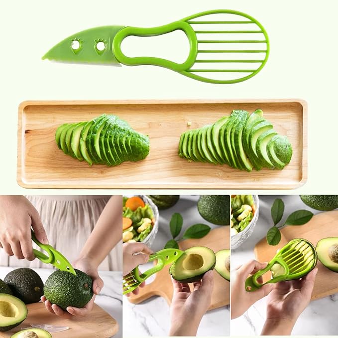 Avocado Cutter Tool - 3-in-1 Avocado Slicer and Pitter, Perfect for Mashing and Making Guacamole (2Pcs)