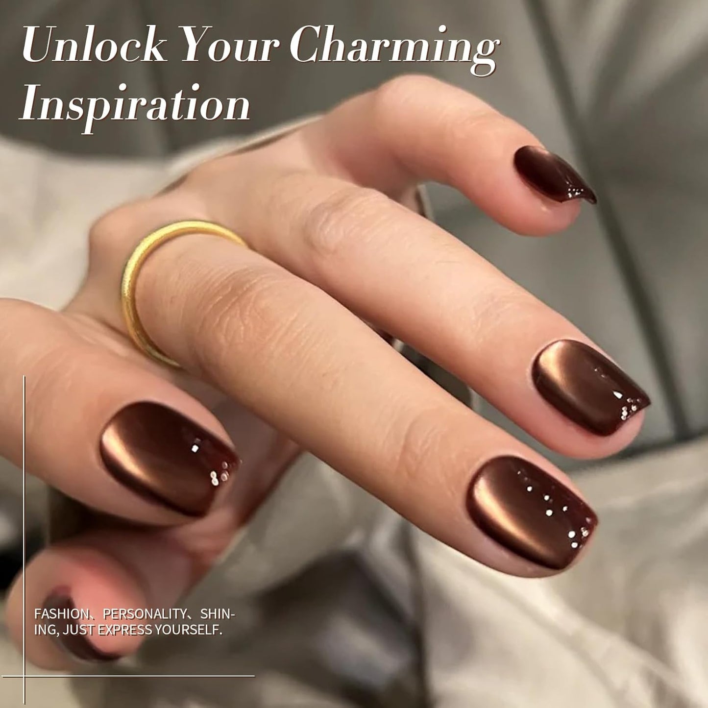 BORN PRETTY Cat Magnetic Eye Gel Nail Polish,Brown Jelly Glass Magnetic Gel Polish Glitter Soak Off Nail Art Salon Manicure Home Gift 15ml-BrightBean Baby