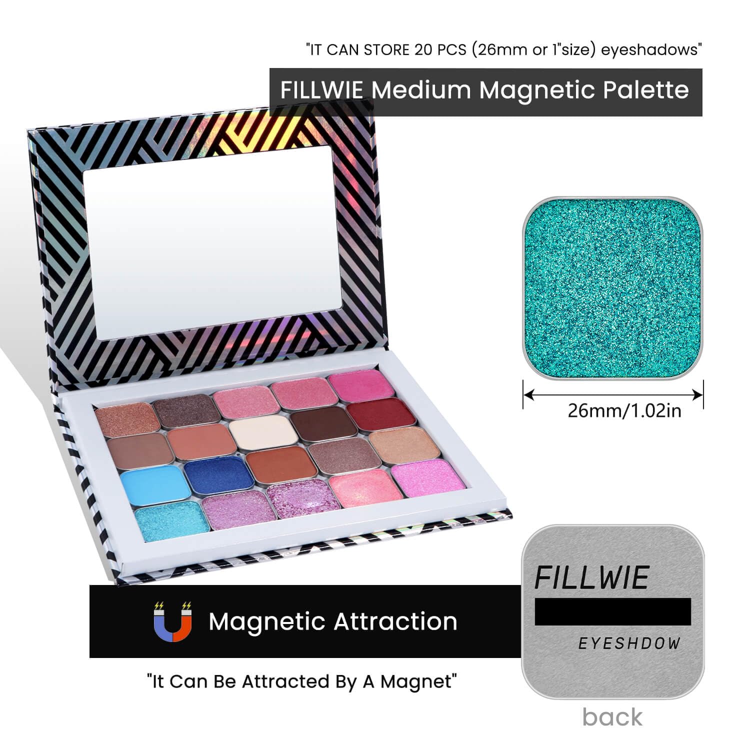 Chameleon Single Eyeshadow – Blue-Green Shimmer,Pressed Powder, Square Pan, Fits Magnetic Palettes,High Pigment, Smudge-Proof, Smooth Blend, All-Day Wear (Mermaid Flip)-BrightBean Baby