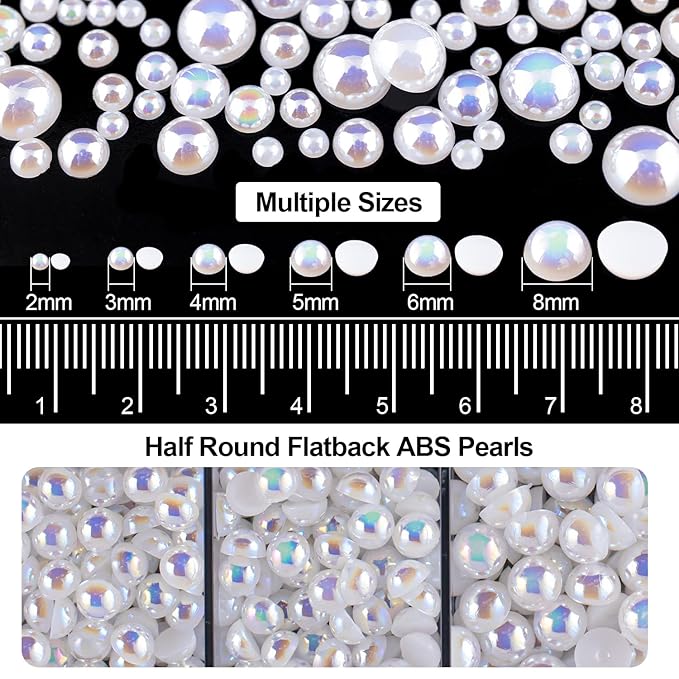 Flat Back Rhinestone+Half Round Pearl Kits Colorful Rhinestones+White AB Pearls With Picker Pencil And Tweezer For Home DIY And Professional Use-BrightBean Baby