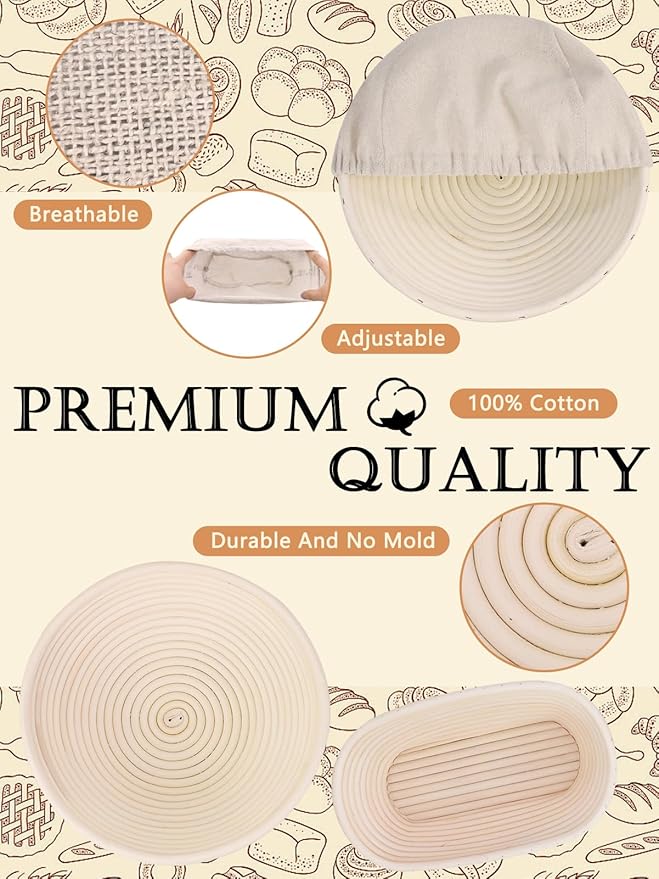 Sourdough Bread Baking Kit - Breads Making Tools - Complete Sourdough Starter Kit with Proofing Baskets, Jar, Dough Whisk, Pastry Mat, Bread Knife & Tools - Gifts for Bakers Women & Moms