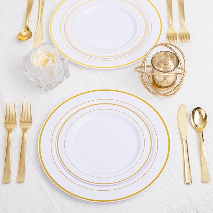 EI 360pcs Gold Plastic Silverware,Gold Silverware Disposable,Gold Forks and Spoons,Gold Cutlery include 120pcs Plastic Forks,120pcs Plastic Spoons and 120pcs Plastic Knives