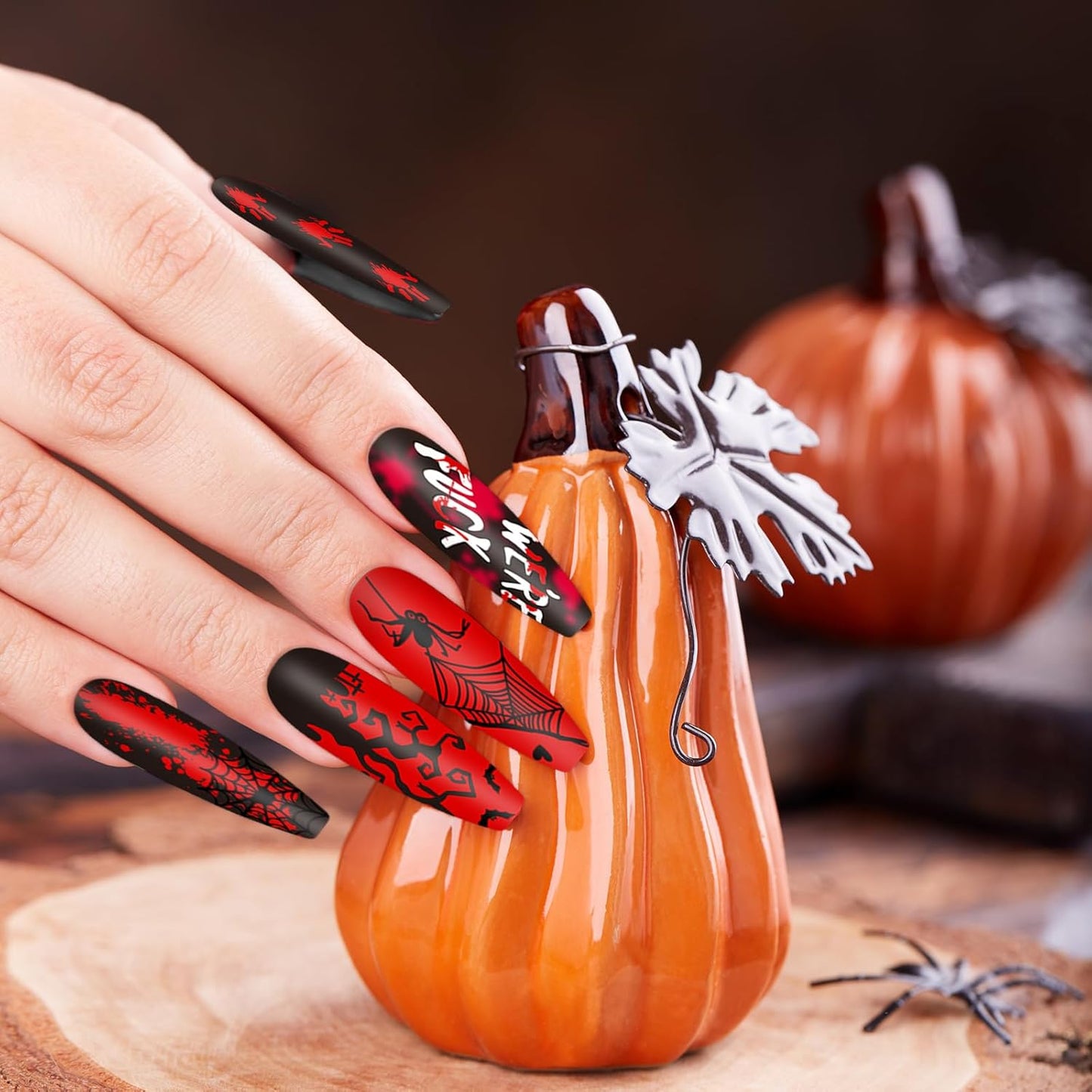 Whaline 6Pcs Halloween Nail Plates Stamping Set Pumpkin Ghost Bat Witch Stamp Templates Nail Art Plates for Trick or Treat Party DIY Print Manicure Salon Design-BrightBean Baby