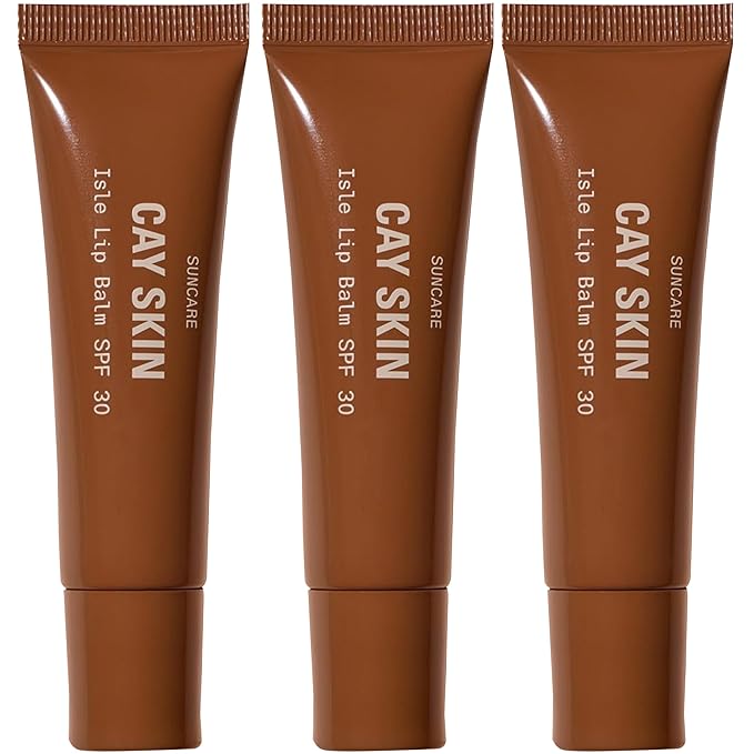 Cay Skin Isle Lip Balm SPF 30 – High Shine, Hydrating + Sheer Lip Gloss in Vanilla Brown Sugar Flavor – Formulated with Natural Ingredients for All Skin Tones – 3-Pack, Clear-BrightBean Baby