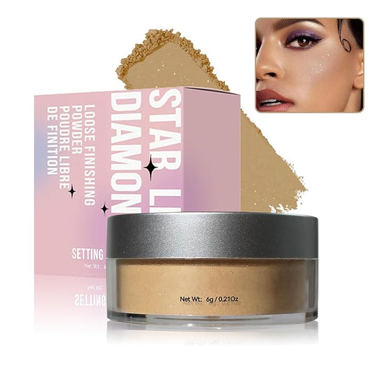 Oil Control Loose Powder Makeup Translucent Setting Powder Shimmer Long Lasting Lightweight Polvo Traslucido Maquillaje Para Mujer Face Powder Makeup - 03 Dark Complexion Shimmer-BrightBean Baby