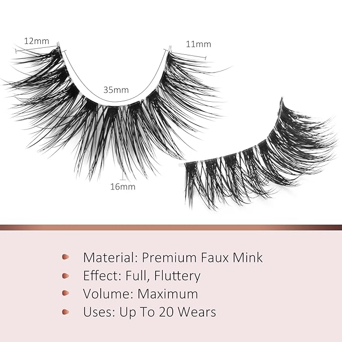 Onlyall False Eyelashes Natural Lashes Wispy Lashes Natural Look False Eyelashes Natural Flared Eyelashes False Eye Lashes Fluffy Lashes 7 Pairs A28-BrightBean Baby