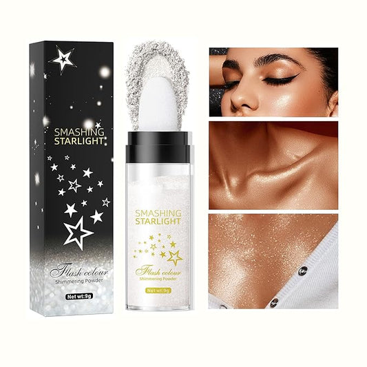 Fairy Highlight Puff Stick Highlight Patting Powder - Multi-Functional Shimmer Powder for Illuminating and Brightening Your Face and Body (#01 Gray)-BrightBean Baby