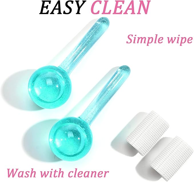 Ice Globes for Facials- Freezer Free Face Rollers with Essence for Daily Beauty Routines, Skin Massagers Globes Durable Quartz Glass for Reduce Puffiness Skin Cooling (Update Green)-BrightBean Baby